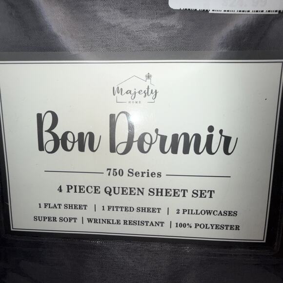 Queen Size Bed Sheet Set Gray - Majesty - Picture 2 of 9